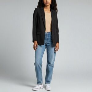 Adrianna Papell Twill One Button Blazer Size Large Black Classic Work